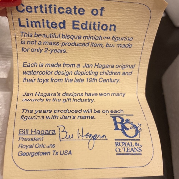 1988 Jan Hagara Vintage Porcelain Figurine "Parry" Hanging Mini Ornament O22334 - Picture 7 of 9